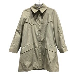 RainShedder Ken Merritt Beige Trench Coat Houndstooth Lined‎ Classic Women sz 8